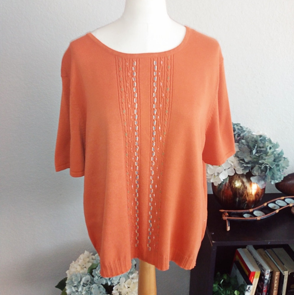City Blues by Korey vintage orange knit top
